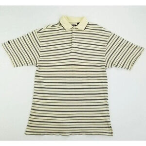 Ping Collection Sz Small Men's Vanilla Black Stripe Embroidered Sleeve Logo Polo